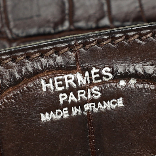 Hermes Chocolate Matte Niloticus Crocodile Birkin 30 Bag w/ Twilly