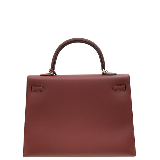 Hermes Rouge H Kelly 35 Sellier Sombrero Bag