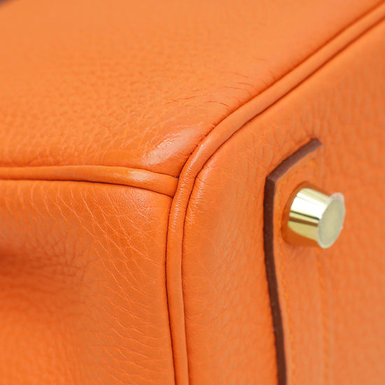 Hermes Orange Retourne Birkin 25 Bag
