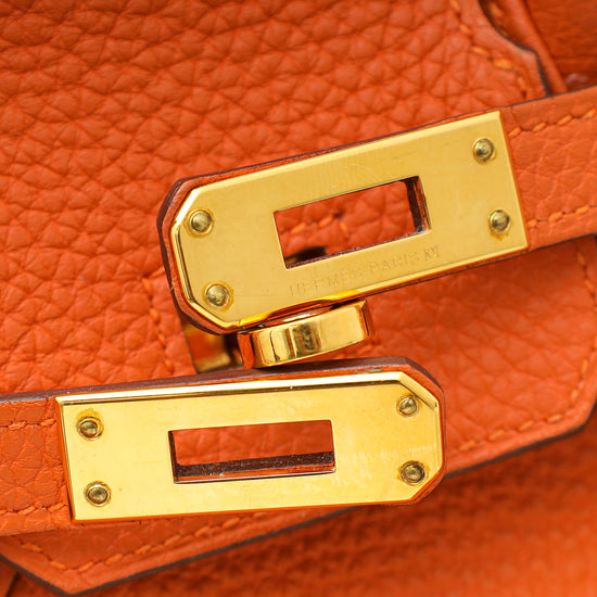 Hermes Orange Retourne Birkin 25 Bag