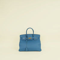 Hermes Bleu Izmir Retourne Birkin 35 Bag