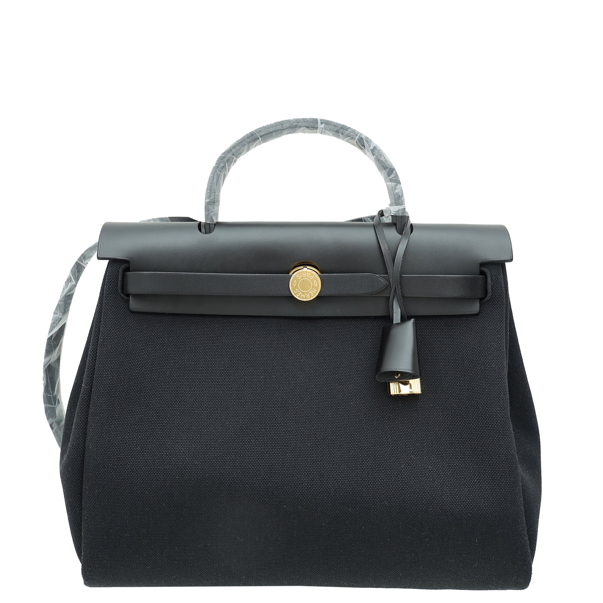 Hermes Black Military Toile Vache Hunter Herbag Zip Retourne 31 PM Bag-Hermes-THE CLOSET