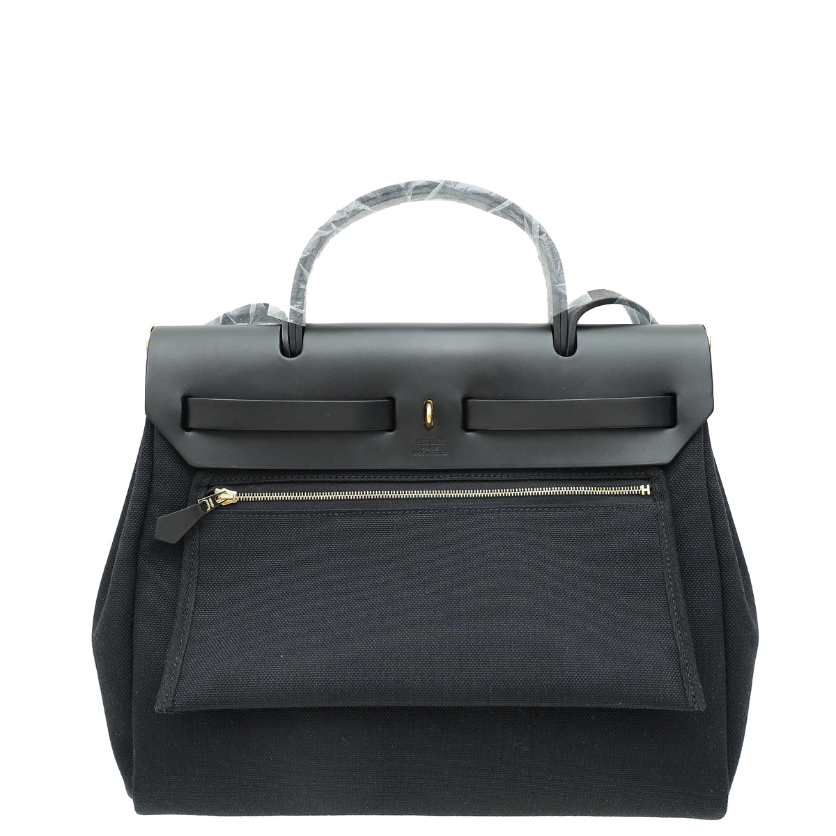 Hermes Black Military Toile Vache Hunter Herbag Zip Retourne 31 PM Bag-Hermes-THE CLOSET