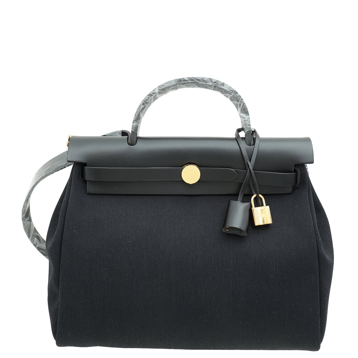 Hermes Noir Military Toile Vache Hunter Herbag Zip Retourne 31 PM Bag-Hermes-THE CLOSET