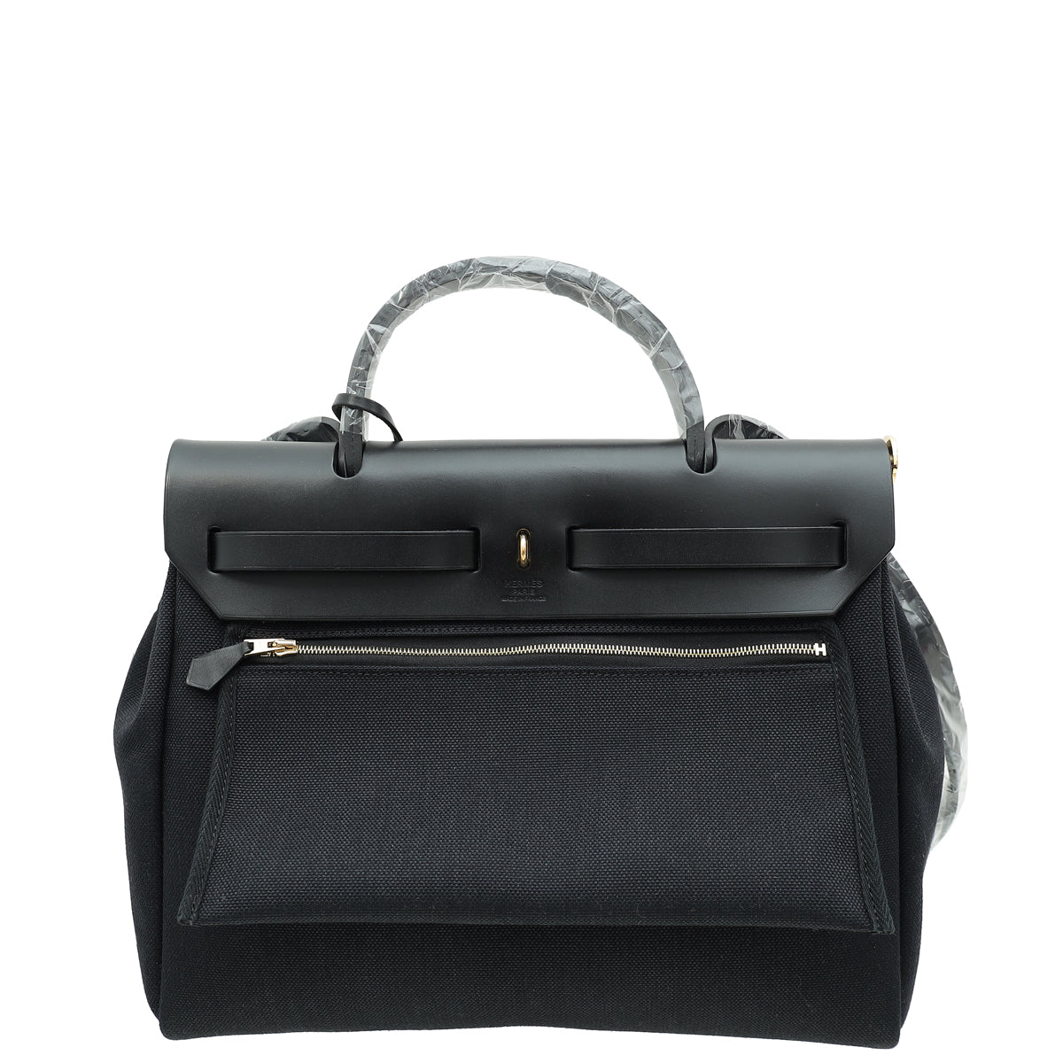 Hermes Noir Military Toile Vache Hunter Herbag Zip Retourne 31 PM Bag-Hermes-THE CLOSET