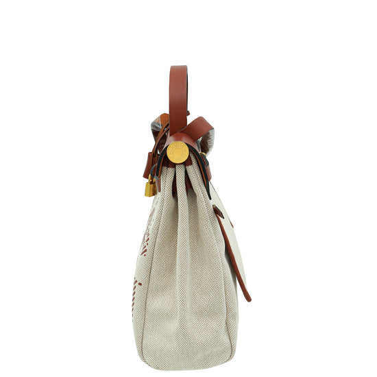 Hermes Bicolor Herbag Zip Retourne 31 Relief Brides de Gala Toile PM Bag