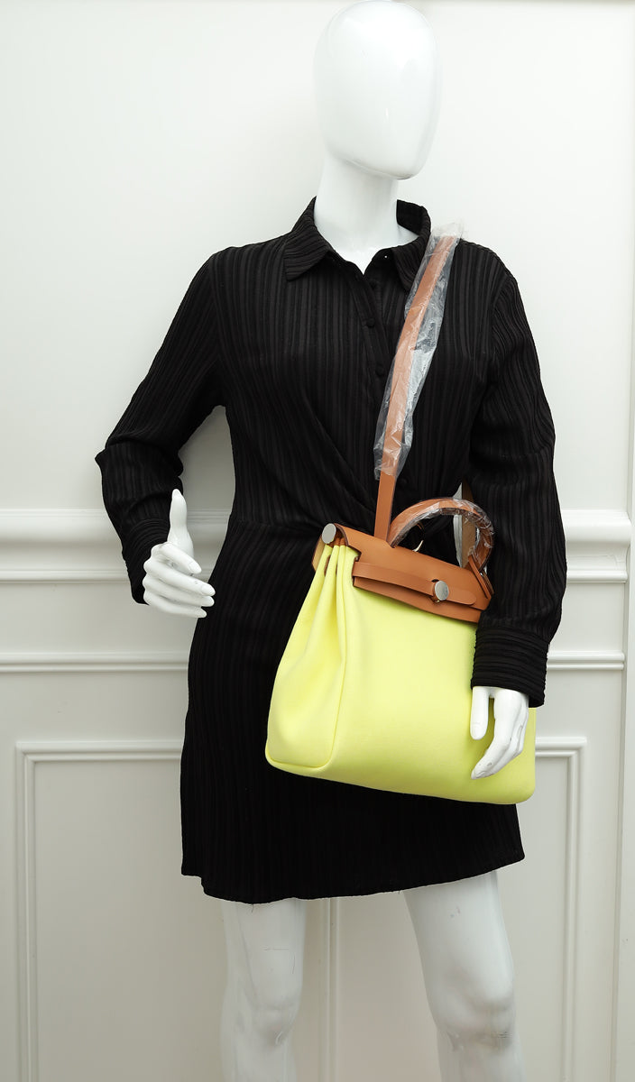 Hermes Bicolor Herbag Zip 31 Retourne Vache Hunter Toile Bag-Hermes-THE CLOSET