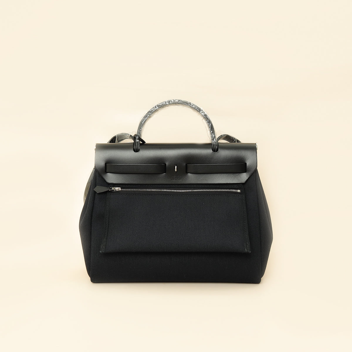 Hermes Noir Herbag Zip 31 PM Retourne Military Toile and Vache Bag-Hermes-THE CLOSET