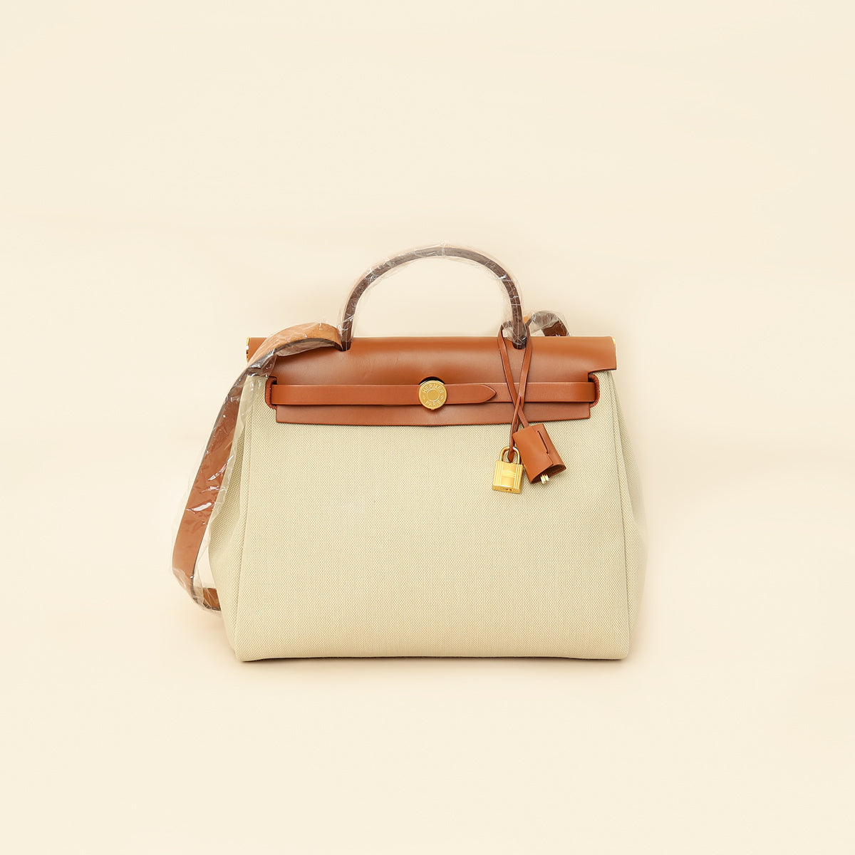 Hermes Bicolor Herbag Zip 31 PM Retourne Toile Militaire Vache Hunter Bag-Hermes-THE CLOSET