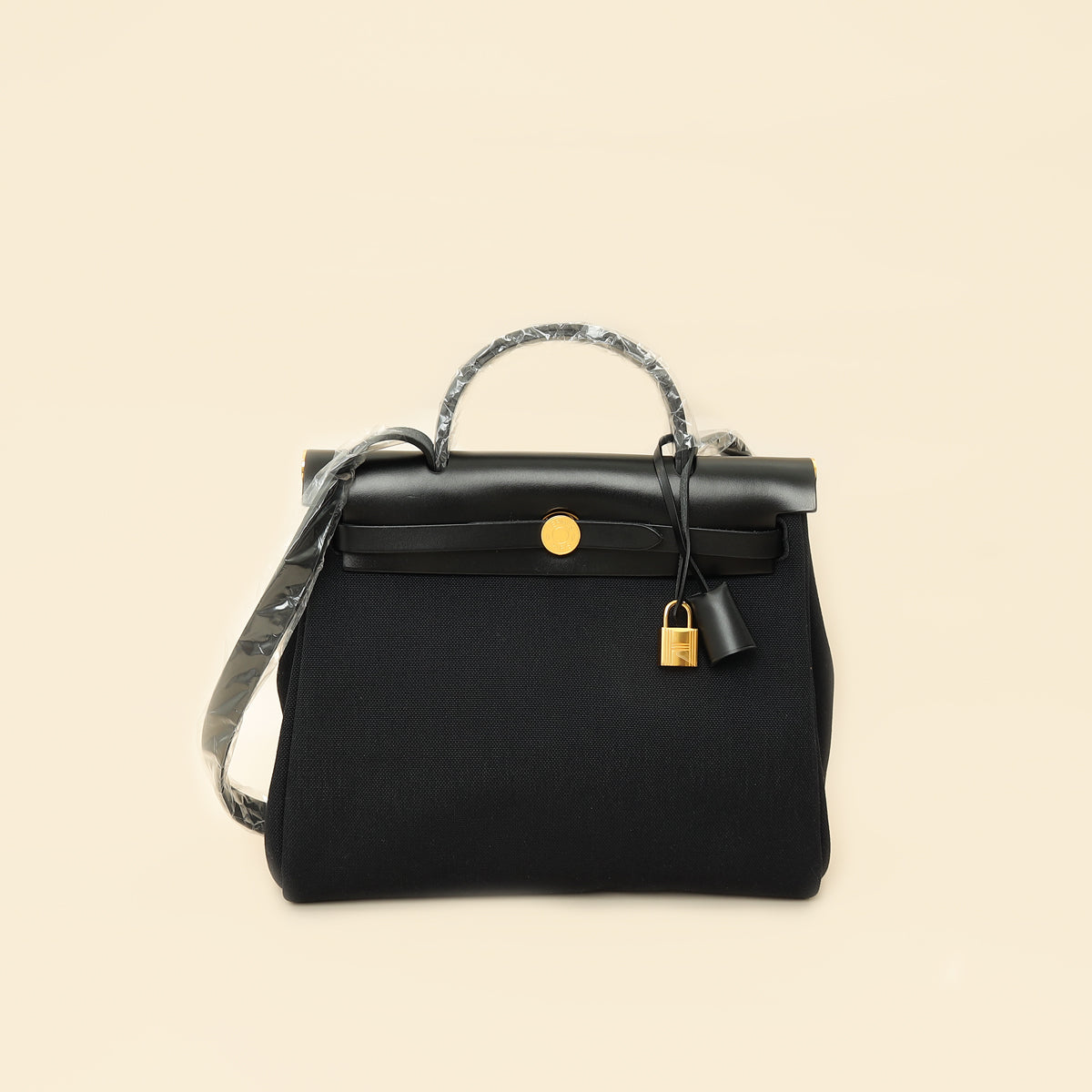 Hermes Noir Herbag Zip 31 Retourne Military Toile Bag-Hermes-THE CLOSET