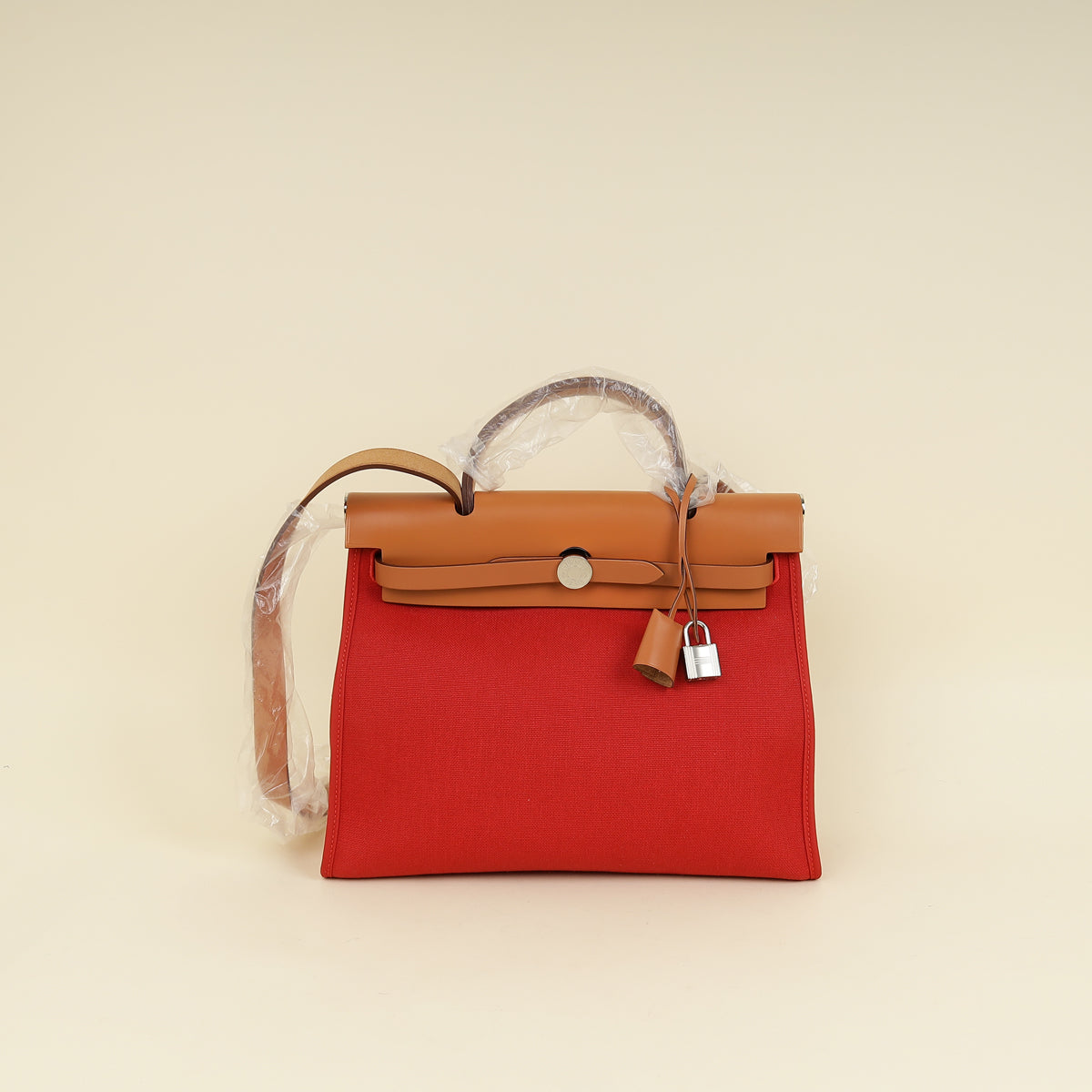 Hermes Bicolor Herbag Zip 31 PM Military Toile Vache Hunter Bag-Hermes-THE CLOSET