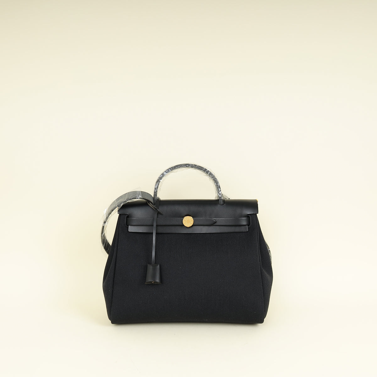 Hermes Noir Herbag Zip 31 Retourne Toile Militaire Vache Hunter PM Bag