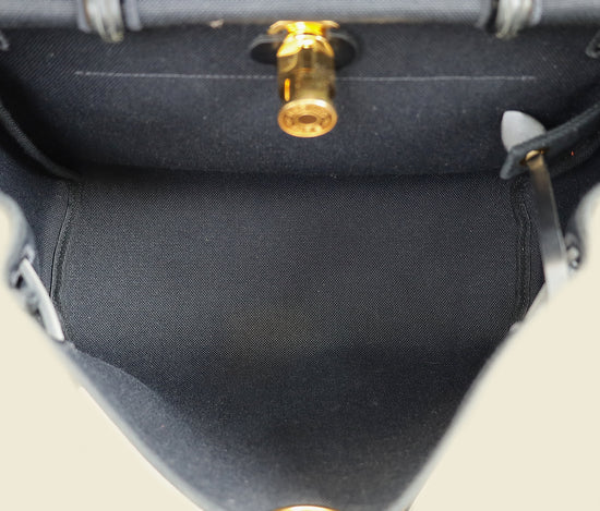 Hermes Noir Herbag Zip 31 Retourne Toile Militaire Vache Hunter PM Bag