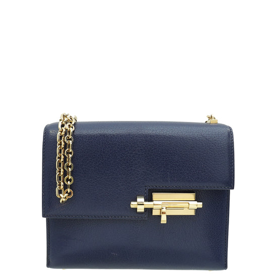 Hermes Bleu Encre Chevre Mysore Verrou Chaine Mini Bag