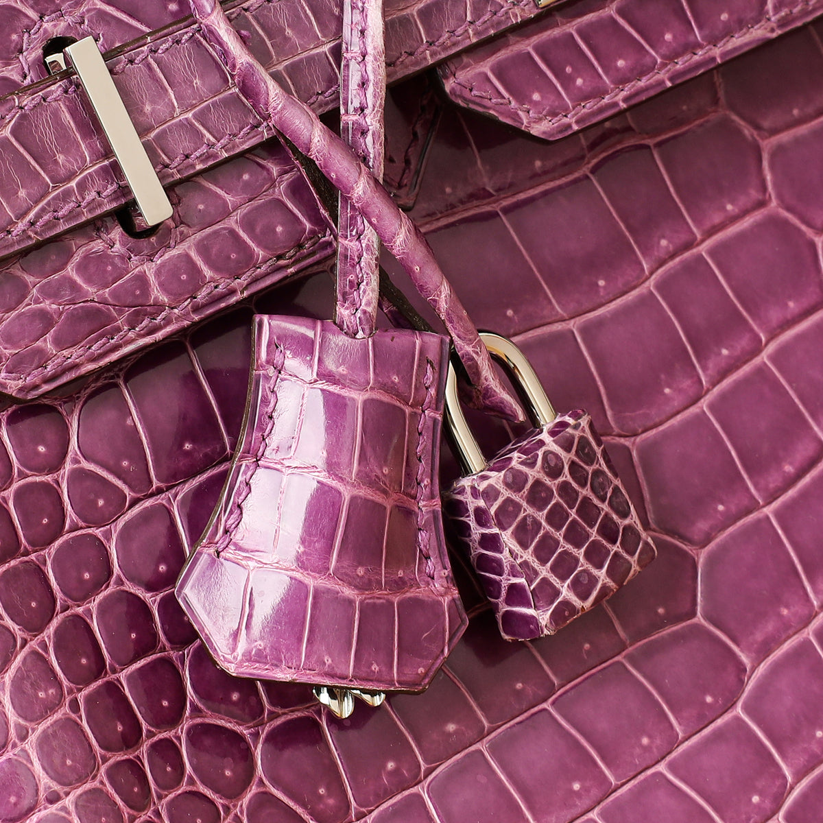 Hermes Violet Shiny Porosus Crocodile Birkin 30 Bag-Hermes-THE CLOSET