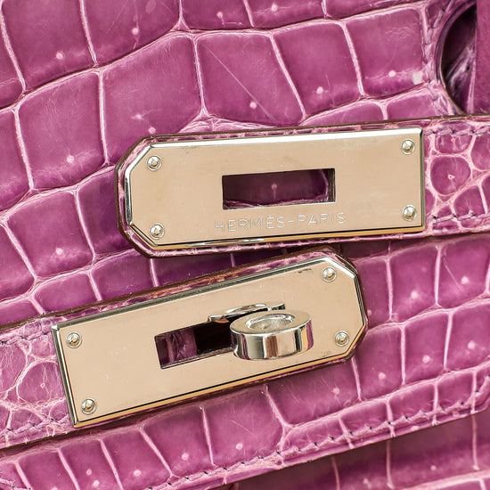 Hermes Violet Shiny Porosus Crocodile Birkin 30 Bag-Hermes-THE CLOSET