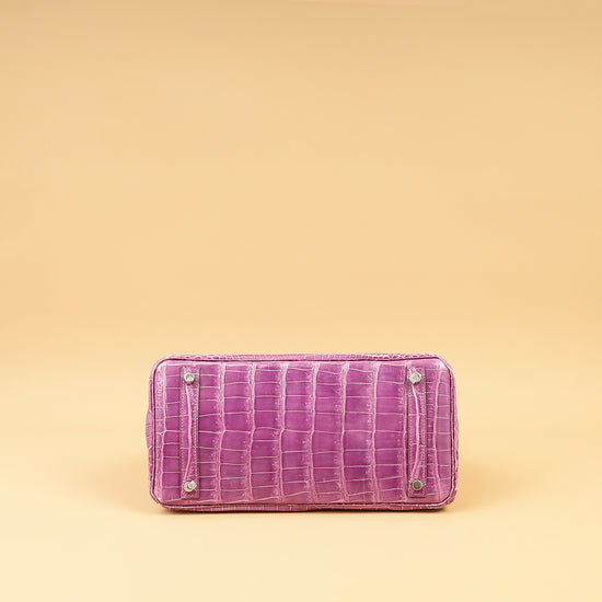 Hermes Violet Shiny Porosus Crocodile Birkin 30 Bag-Hermes-THE CLOSET