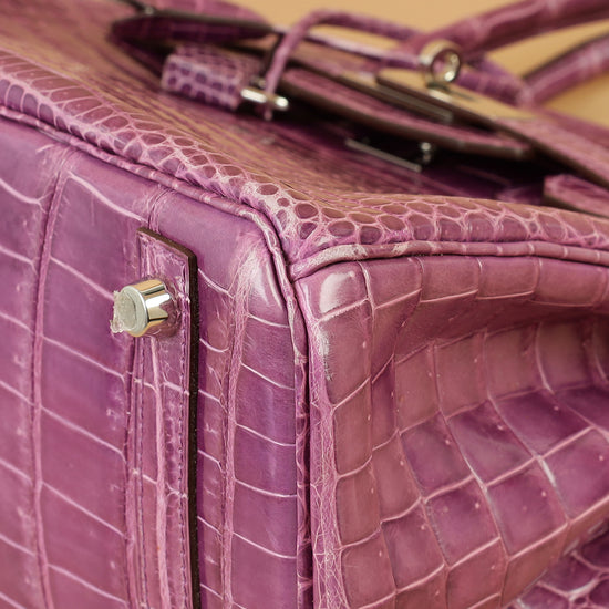 Hermes Violet Shiny Porosus Crocodile Birkin 30 Bag-Hermes-THE CLOSET