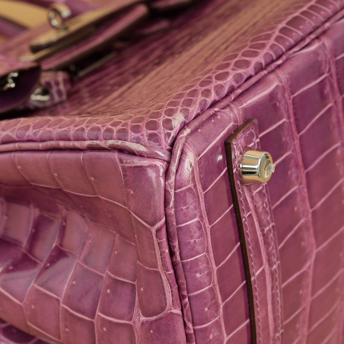 Hermes Violet Shiny Porosus Crocodile Birkin 30 Bag-Hermes-THE CLOSET