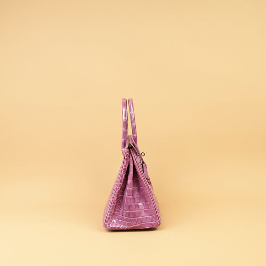 Hermes Violet Shiny Porosus Crocodile Birkin 30 Bag-Hermes-THE CLOSET