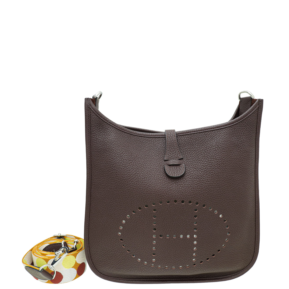 Hermes Chocolate Evelyne III PM Bag W/ Flipperball Sangle Strap-Hermes-THE CLOSET