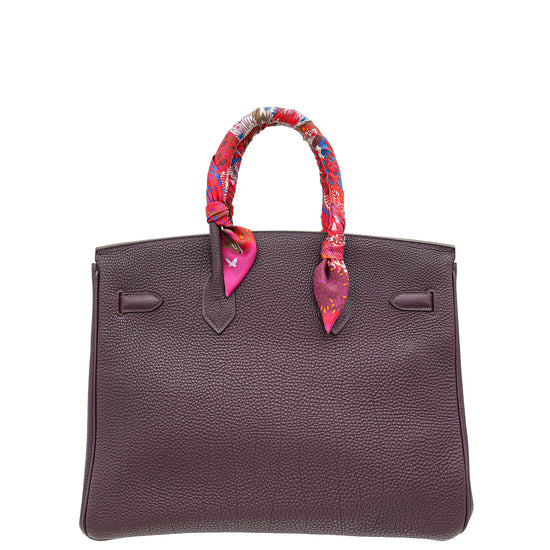 Hermes Raisin Birkin 35 Bag W/ 2 Twilly