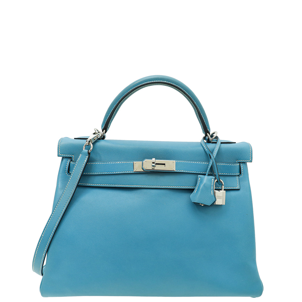 Hermes Bleu Jeans Swift Retourne Kelly 32 Bag-Hermes-THE CLOSET