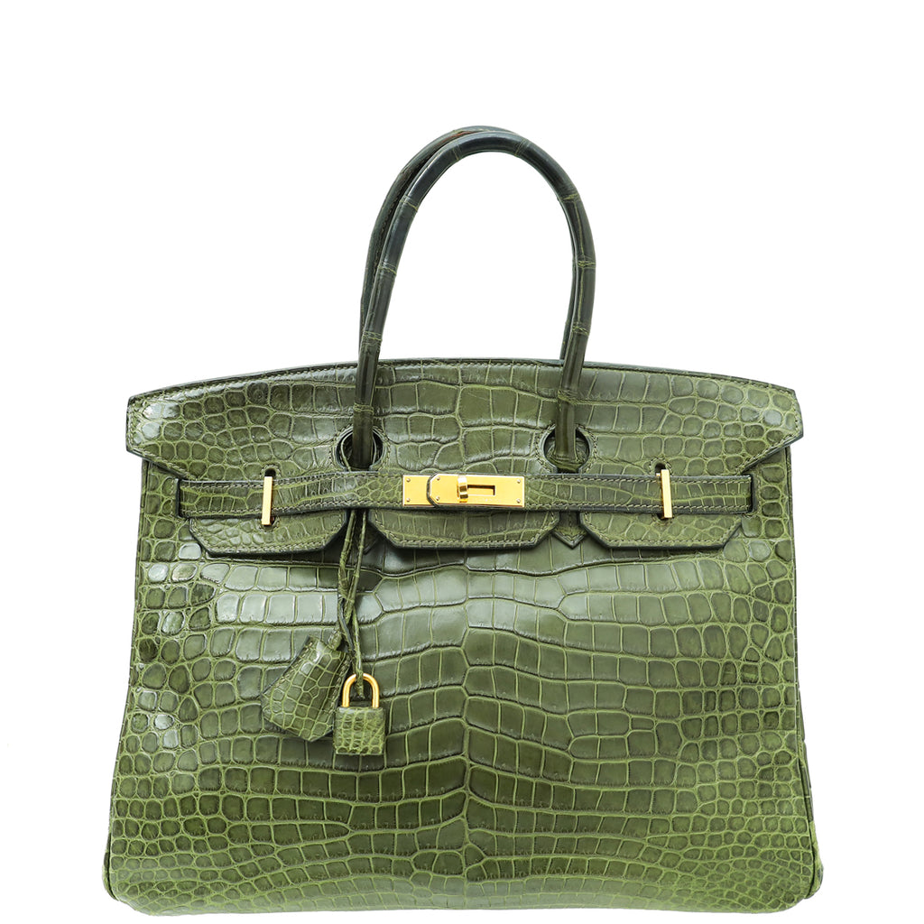 Green crocodile hermes bag deals