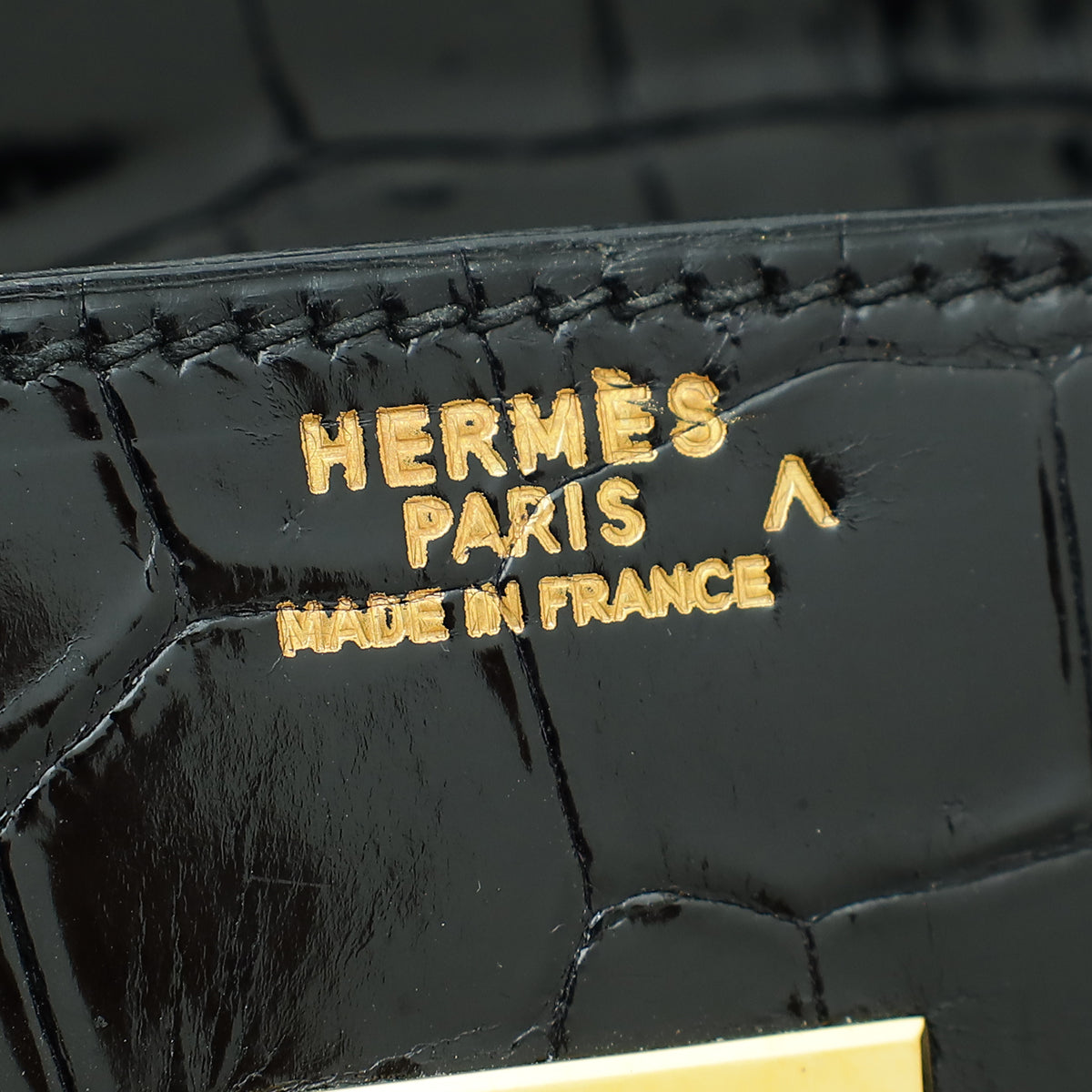 Hermes Noir Shiny Crocodile Porosus Birkin 35 Bag