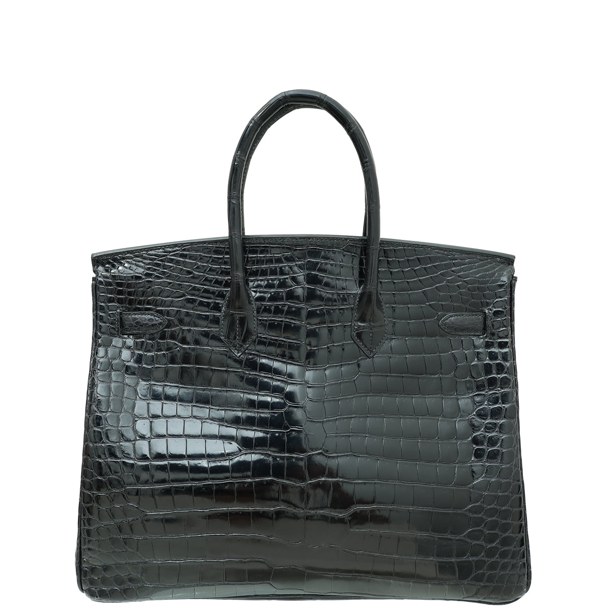 Hermes Noir Shiny Crocodile Porosus Birkin 35 Bag-Hermes-THE CLOSET