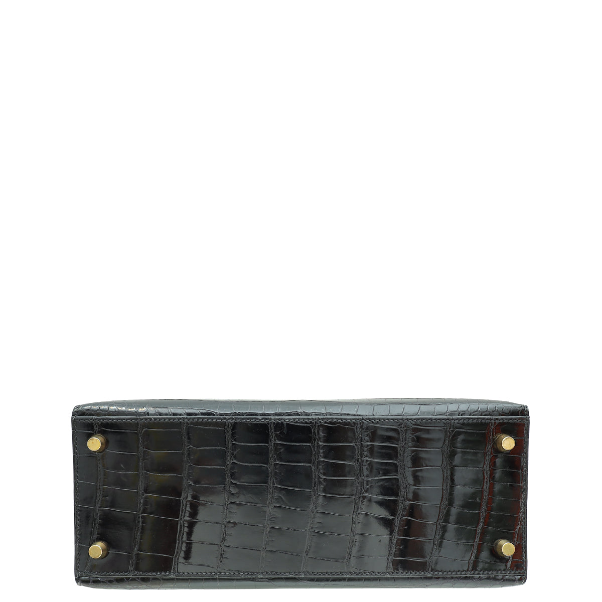 Hermes Noir Shiny Porosus Crocodile Sellier Kelly 28 Bag