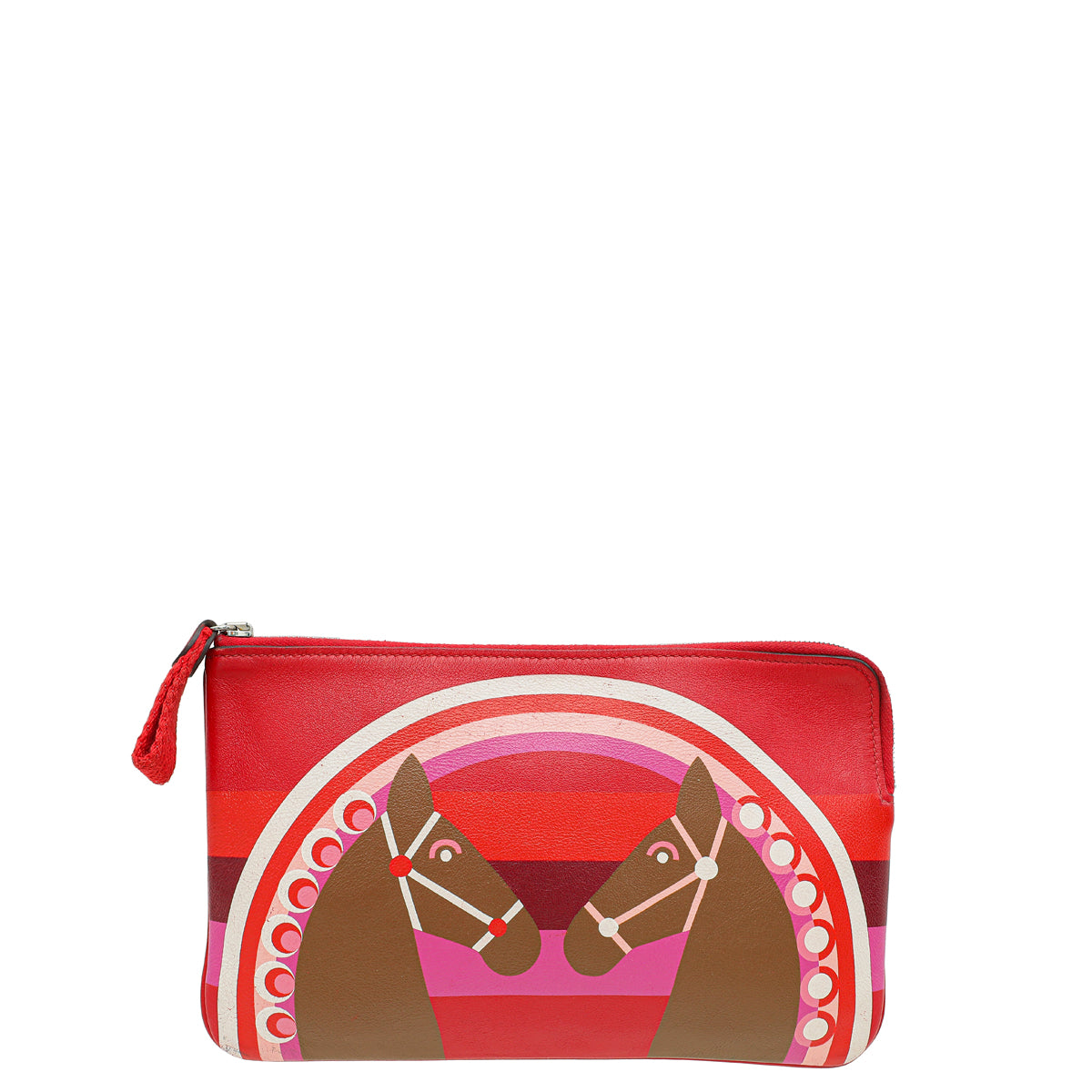 Hermes Rouge Coeur Alezan Rainbow Love Print Carre Pocket Long Pouch-Hermes-THE CLOSET