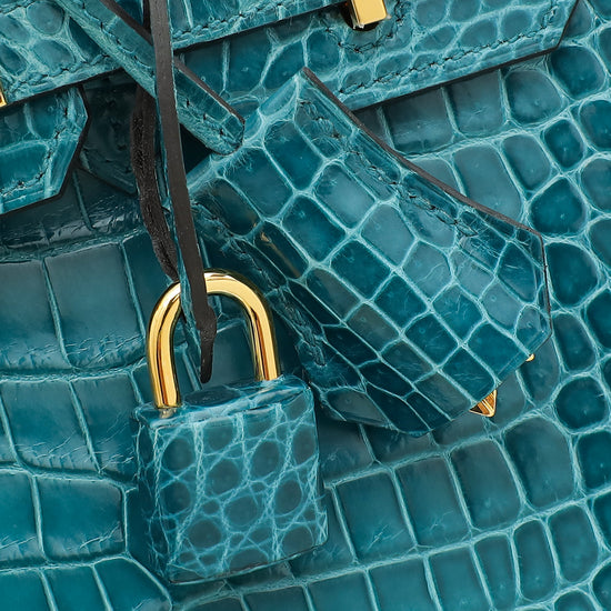 Hermes Colvert Shiny Porosus Crocodile Birkin 25 Bag