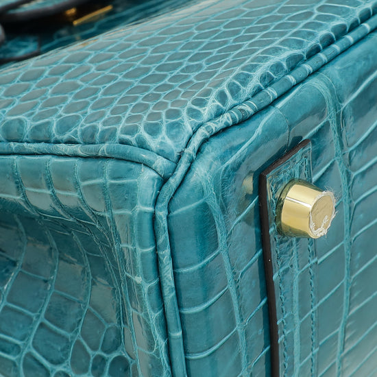 Hermes Colvert Shiny Porosus Crocodile Birkin 25 Bag