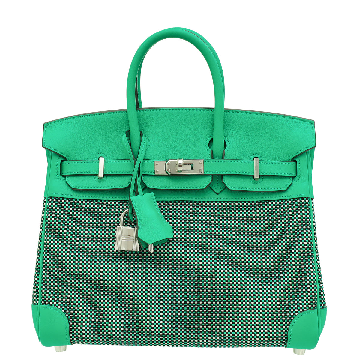 Hermes Tricolor Birkin 25 Swift Toile Quadrille Bag-Hermes-THE CLOSET