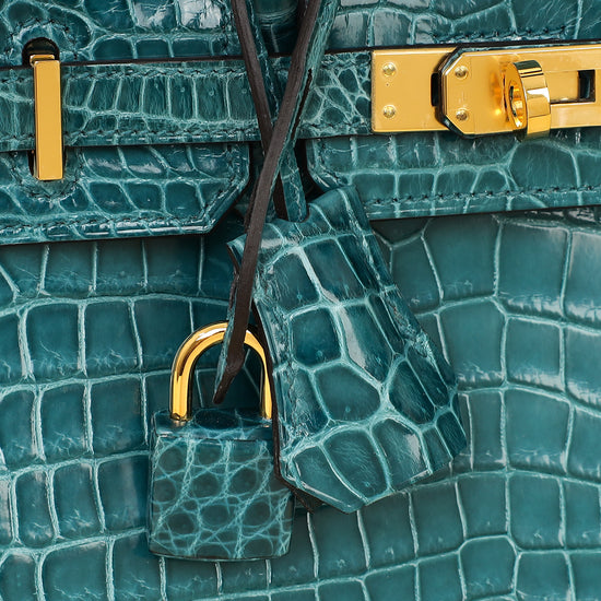 Hermes Colvert Shiny Porosus Crocodile Birkin 25 Bag-Hermes-THE CLOSET