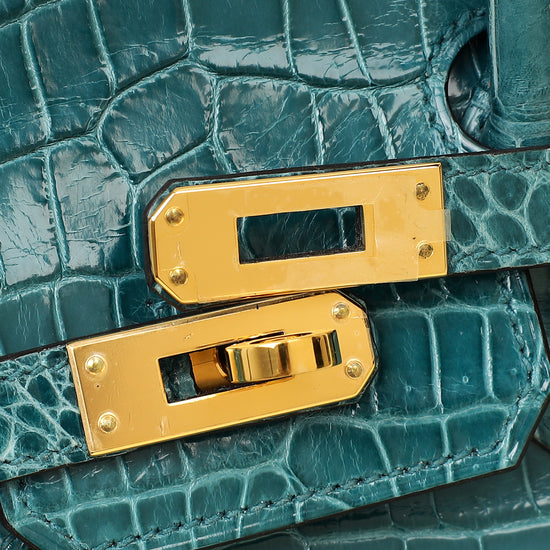 Hermes Colvert Shiny Porosus Crocodile Birkin 25 Bag-Hermes-THE CLOSET