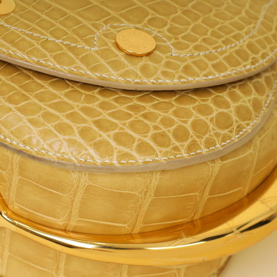 Hermes Jaune Poussin Alligator Passe-Guide Bag-Hermes-THE CLOSET