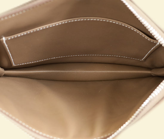 Hermès Etoupe Cadenas clutch-Hermes-THE CLOSET