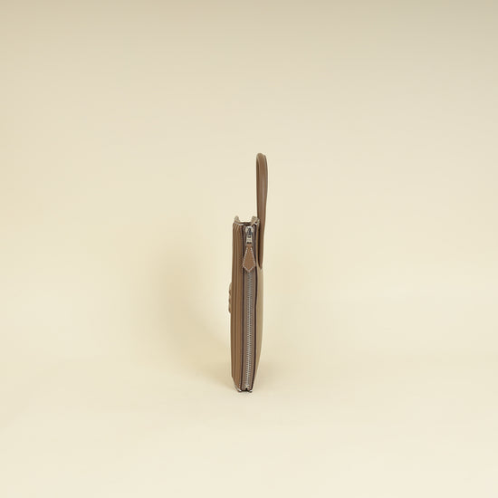 Hermès Etoupe Cadenas clutch-Hermes-THE CLOSET