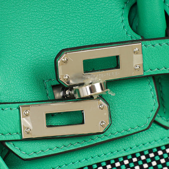 Hermes Tricolor Toile Quadrille Birkin 25 Bag