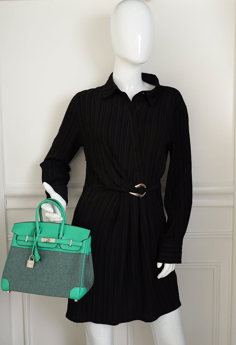 Hermes Tricolor Toile Quadrille Birkin 25 Bag