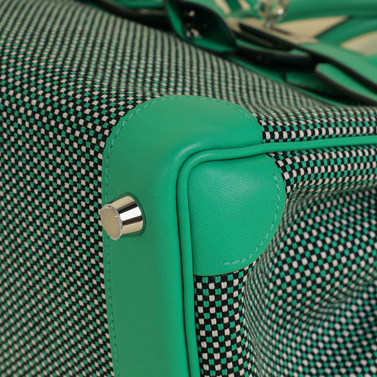 Hermes Tricolor Toile Quadrille Birkin 25 Bag