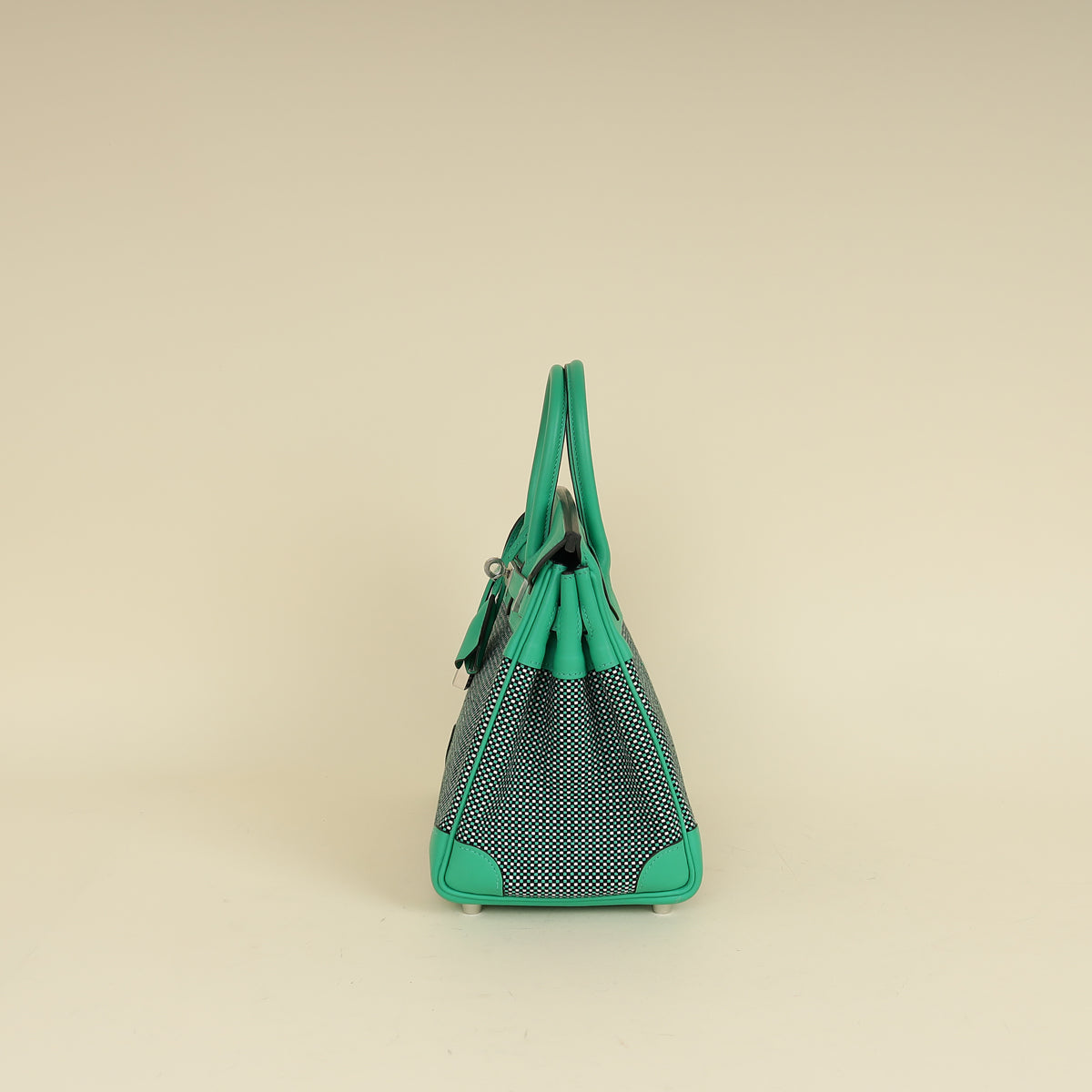 Hermes Tricolor Toile Quadrille Birkin 25 Bag