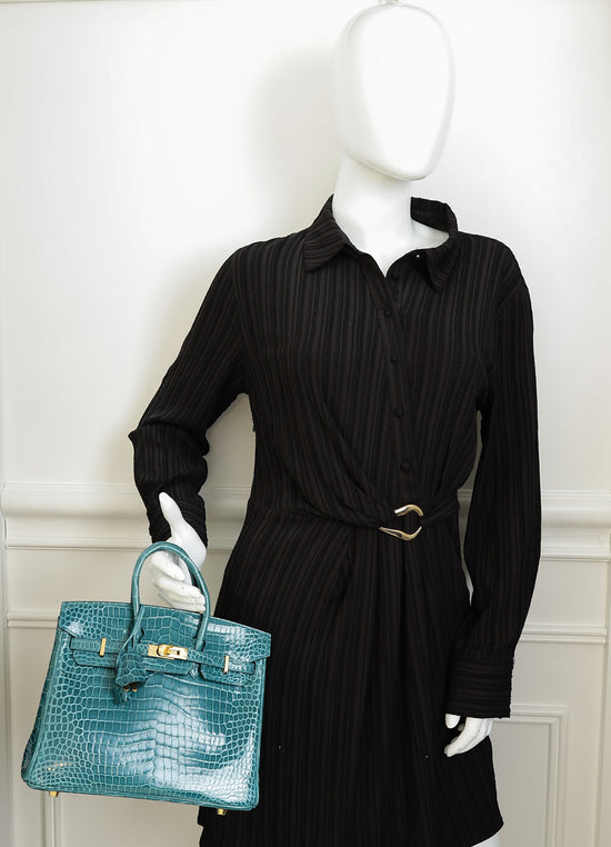 Hermes Colvert Shiny Crocodile Porosus Birkin 25 Bag