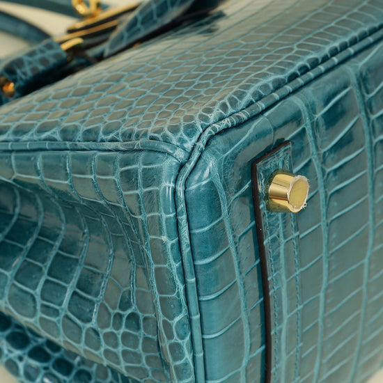 Hermes Colvert Shiny Crocodile Porosus Birkin 25 Bag