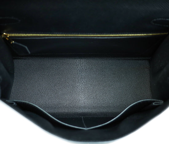 Hermes Noir Kelly 28 Sellier Bag