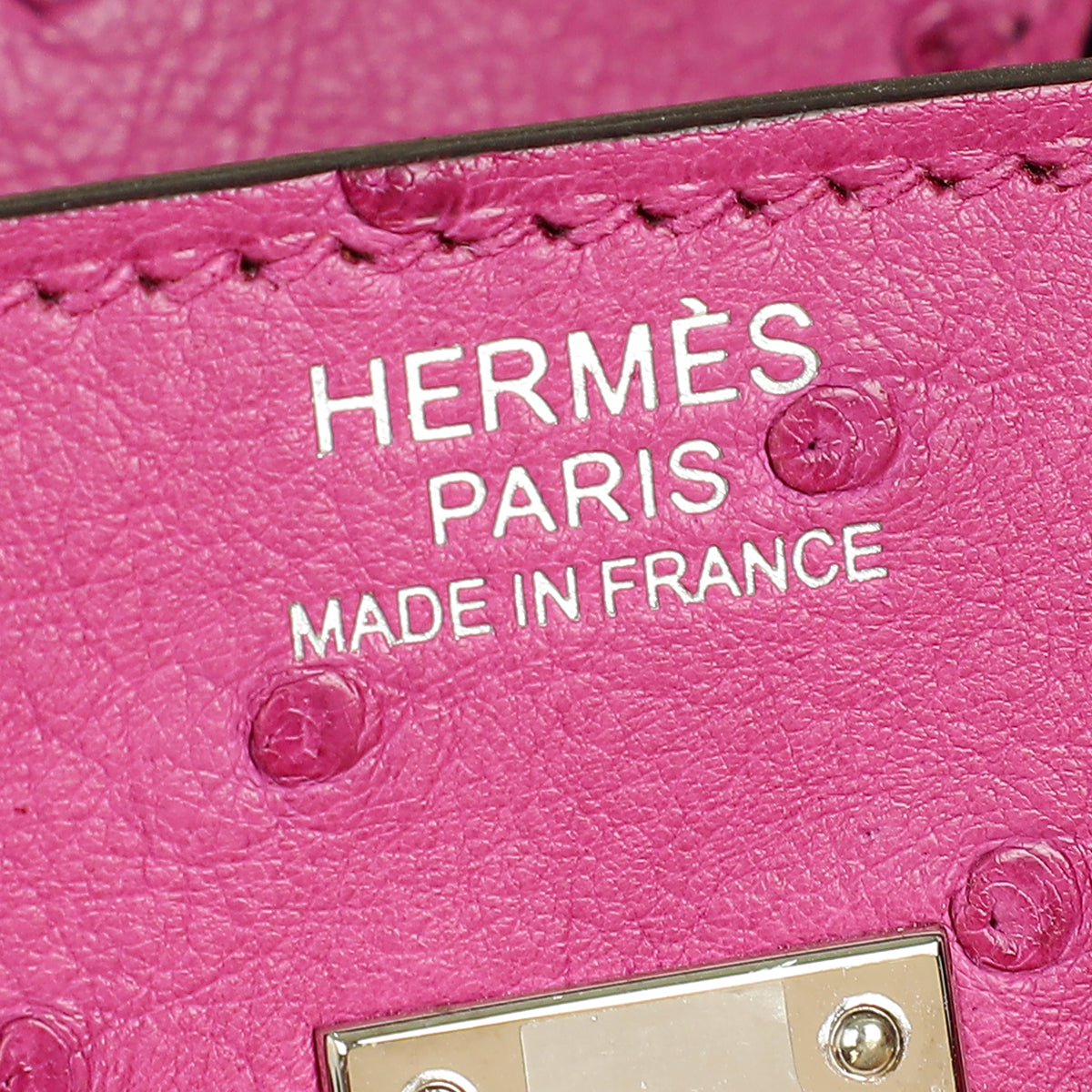 Hermes Rose Pourpre Sellier Ostrich Birkin 25 Bag