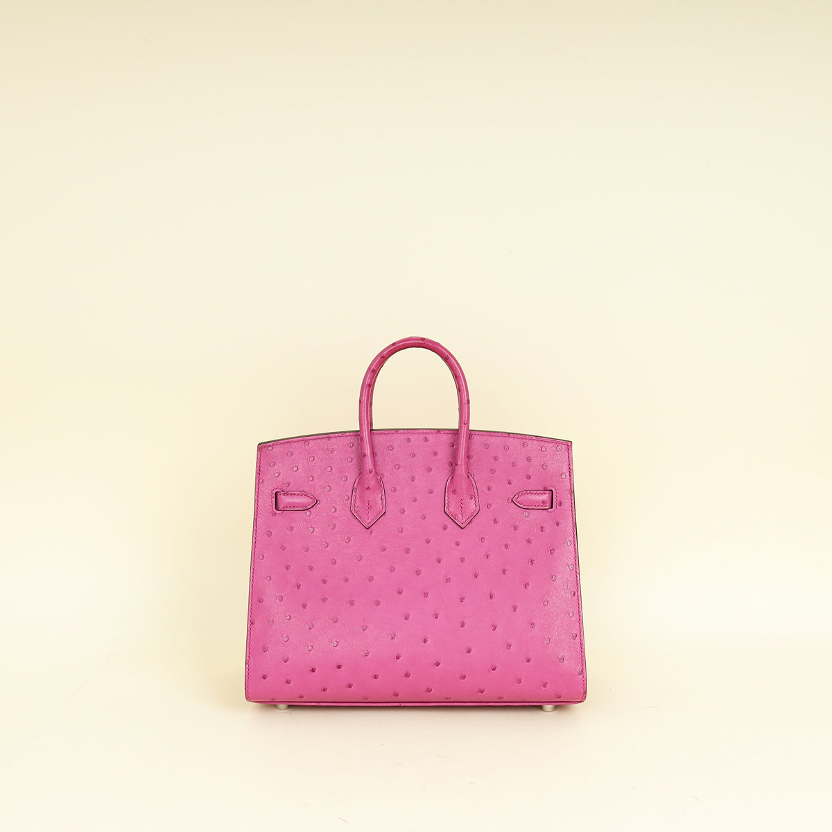 Hermes Rose Pourpre Sellier Ostrich Birkin 25 Bag