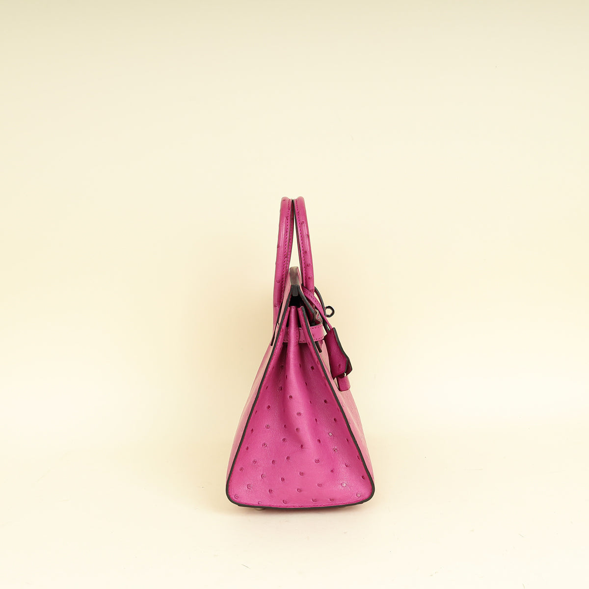 Hermes Rose Pourpre Sellier Ostrich Birkin 25 Bag